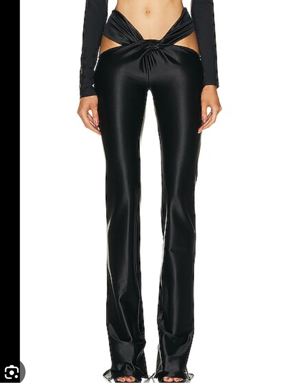 Coperni Black Satin Flared Cut-Out Trousers
